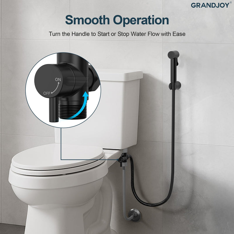 Bidet Faucet for Toilet, Solid Brass Handheld Sprayer Kit, Cloth Diaper Washer with Hose & Holder, Wall Mount Jet Spray for Personal Hygiene, Pet Bathing & Cleaning, Matte Black