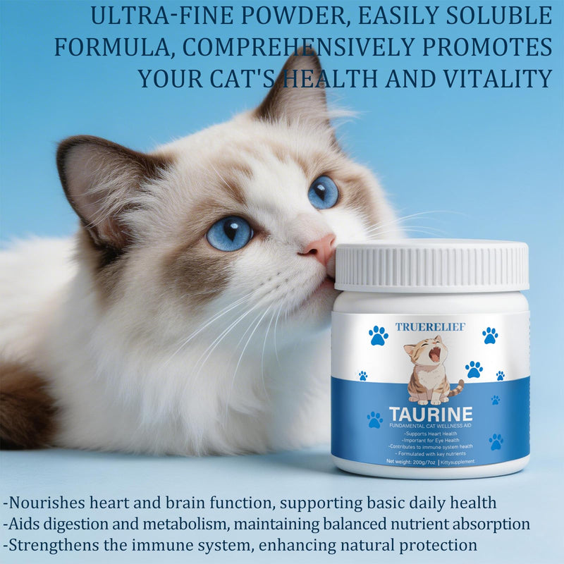 Taurine Powder for Cats, Amino Acid Supplement for Heart, Vision & Daily Wellness, 200 Grams (1pcs) (1) 1