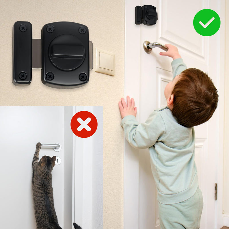 Alise Gate Latch Slide Bolt Latches Lock,Medium Size Safety Double Sided Rotate Gate Hardware for Storage Box, Cabinet,Shed Door, Black,63mmx55m MS220E-B Medium Size