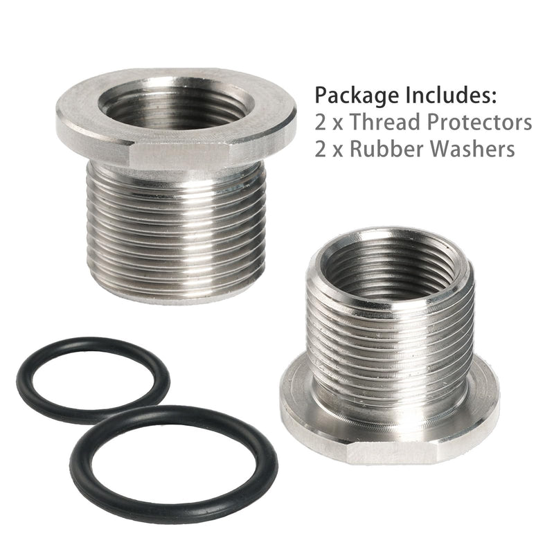 2 Pack Thread Adapters and Washers，1/2x28 to 5/8x24 Stainless Steel Thread Protector with Rubber Washer (Silver) Silver