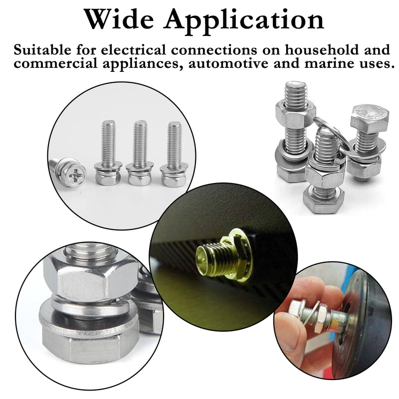 100PCS 304 Stainless Steel Fender Washer Assortment Kit, Washers for Bolts, 15 Metric Sizes Fender Washers for Screws -M3, M4, M5, M6, M8, M10, M12 for Home & Industrial Usage M3-M12 (100PCS)