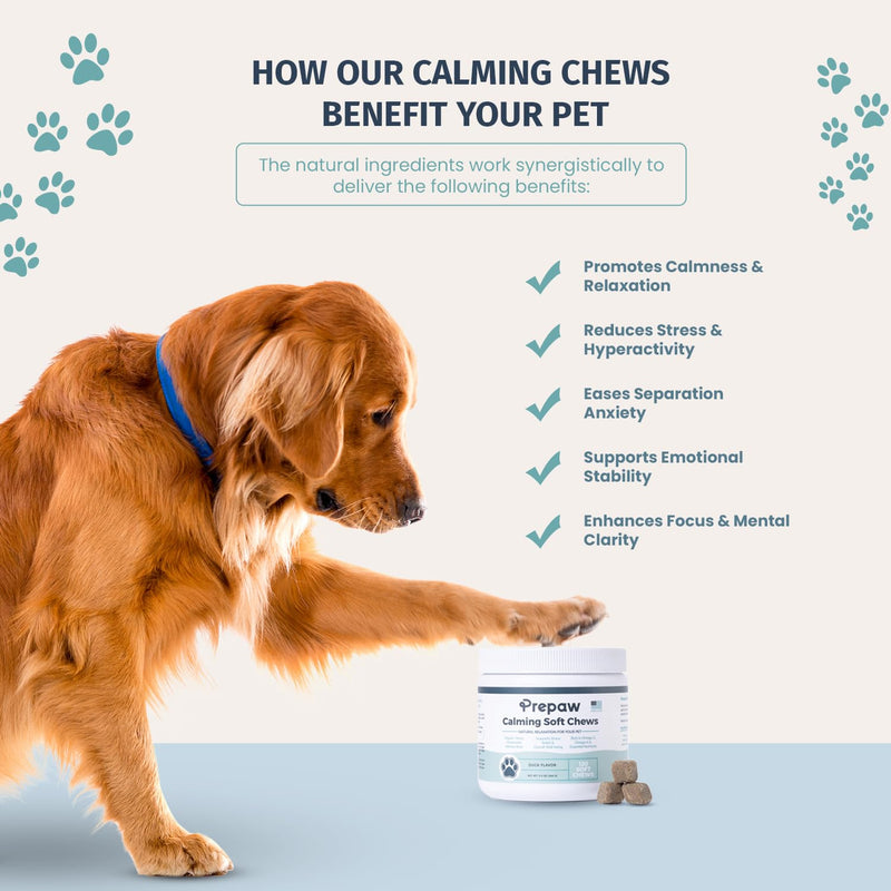 Calming Hemp Soft Chews for Dogs - Natural Calming Treats with Organic Hemp Seed Oil, Chamomile, Valerian Root & Passion Flower - Anxiety & Stress Relief Bites | USA Made, 120 Soft Chews