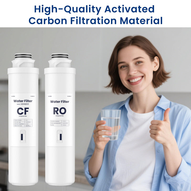 CF & RO Filter Replacement Cartridge Set Compatible with SimPure Y7T, Y7, Y7P-W, Y7P-BW Countertop Reverse Osmosis Water Filtration System, 2-Pack (1 CF + 1 RO), 100 GPD, 6-Month Service Life