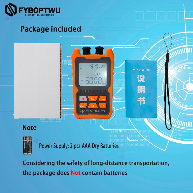 3 in 1 Function Fiber Optic Tester Portable Optical Power Meter (FC/SC/ST) & VFL 2mw Visual Fault Locator & LED, OPM & VF, Range: (-50) dBm ~ (+26) dBm，2pcs 2 -50 dBm to +26 dBm