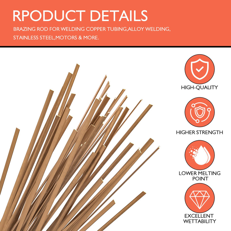 Brazing Rods,15% Silver Welding Rods 40 Sticks AWS BCuP-5 lder Copper Flat Brazing Alloys for HVAC, Air Conditioning, Electrical,Refrigerator 40PCS,BCup-5,15% Silver