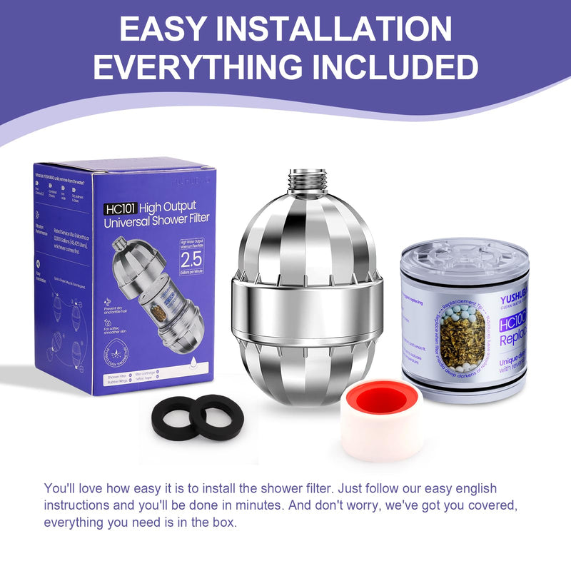 Shower Filter for Hard Water, Water Softener Showerhead Filter, Removes Chlorine and Heavy Metals, Reduces Dry Itchy Skin