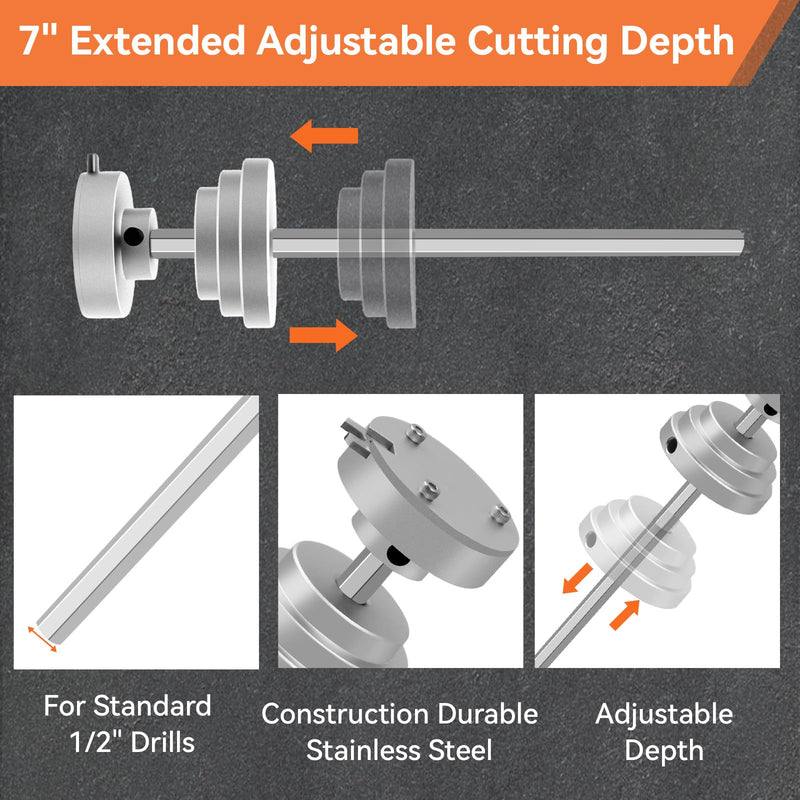 Inside Pipe Cutter for PVC Pipe-Aluminum Alloy Internal PVC Pipe Cutter for 1-1/2"and 2"Pvc Pipe, 7"Adjustable Cutting Depth PVC Pipe Cutter Tool Suitable for ABS, PVC, CPVC, PE, or PP Material Silvery