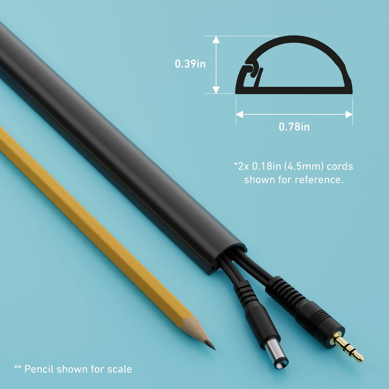 D-Line 157in Cord Hider Kit, Patented Cable Cover, Hide Wires on Wall, Channel for TV Mount Cords, Raceway Wire Hiders, Paintable, Adhesive, Half Round, 10x 0.78in W x 0.39in H x 15.7in L, Black 0.78in (W) x 0.39in (H)