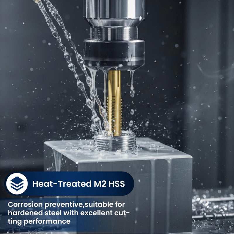 M11×2.0 4-Flute & M8×1.25 3-Flute Thread Tap Set – O2 Sensor & Spark Plug Thread Chaser,Thread Cleaning,High Precision M2 Steel with TIN Coating,Thread Clean Tap for Engine Bolts M11*2.0+M8*1.25