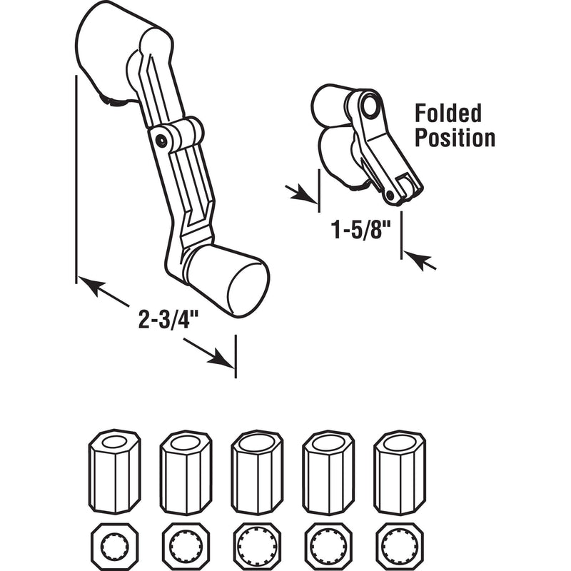 Prime-Line H 3962 Universal, Diecast, White, Folding Crank Handle for Casement Windows (Single Pack) 1 Count (Pack of 1)