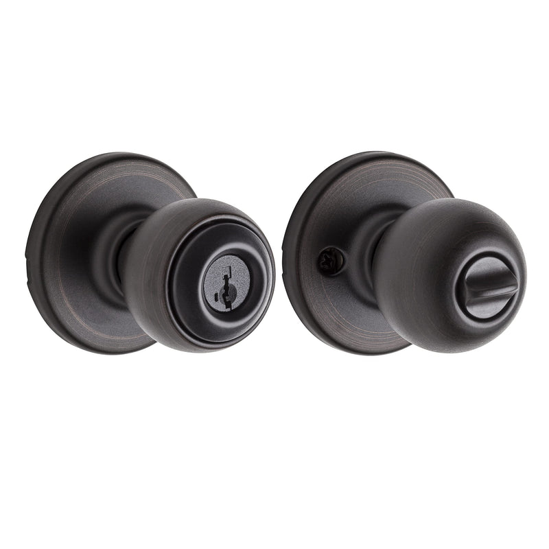 Kwikset Polo Entry Door Knob with Lock and Key, Secure Keyed Handle Exterior Doorknob, Front Entrance and Bedroom, Venetian Bronze, Pick Resistant SmartKey Rekey Security Entry with Smartkey