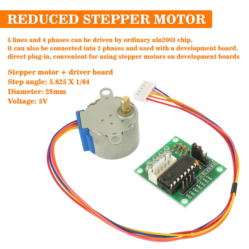 5pcs 5-Wire 4-Phase by 28BYJ-48 Stepper Motor, with 5 pcs ULN2003 5V Chip Stepper Motor Driver Board, Motor Cable Kit for Arduino PI PIC Raspberry Pi