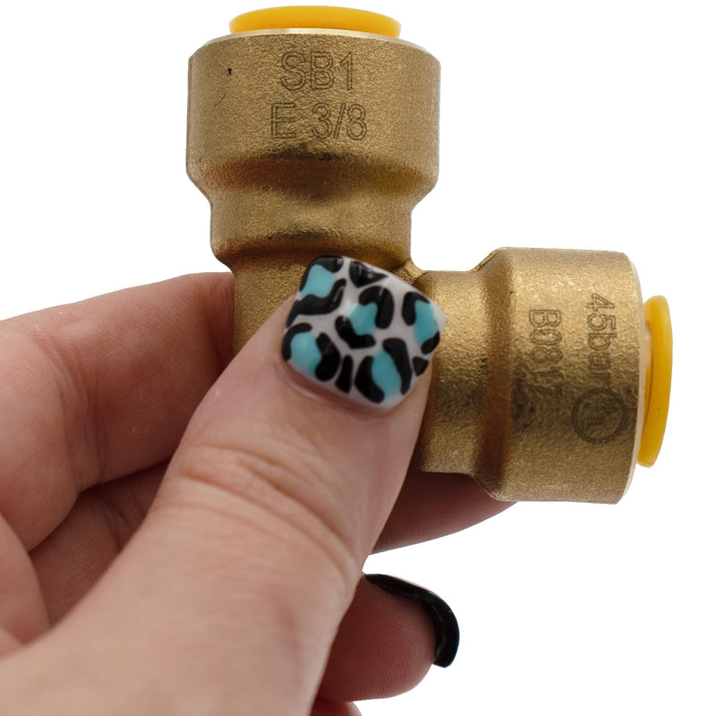 Supplying Demand SB1 3/8 Inch 90 Degree Elbow Quick Connect HVAC Brass Coupler Fitting (Pack of 2) 3/8 Inch (Pack of 2) 3/8" SB1 Elbow 90°