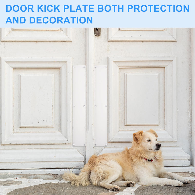 uxcell 2pcs Door Kick Plate, 4 x 16 Inches Aluminum Kick Plate Door Plate, 12GA (5/64 Inch) Thickness, for Exterior Front Door or Back Door, White 4 x 16 Inch