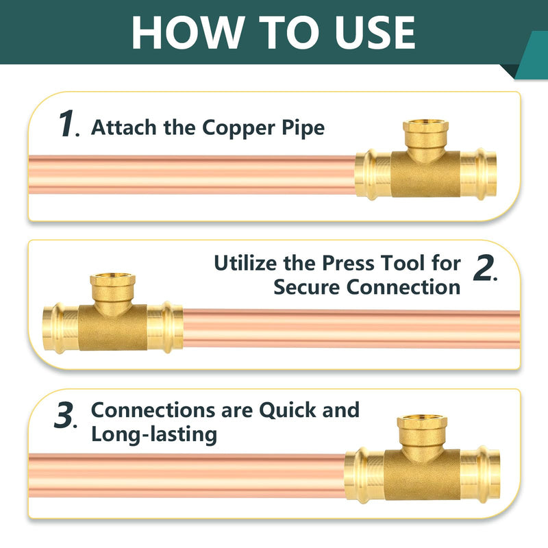 2-Pack Niikappu 1" x 1" Copper Press x 3/4" Female NPT Tee(PRESS243-2) 2 1" x 1" Press x 3/4" Female NPT