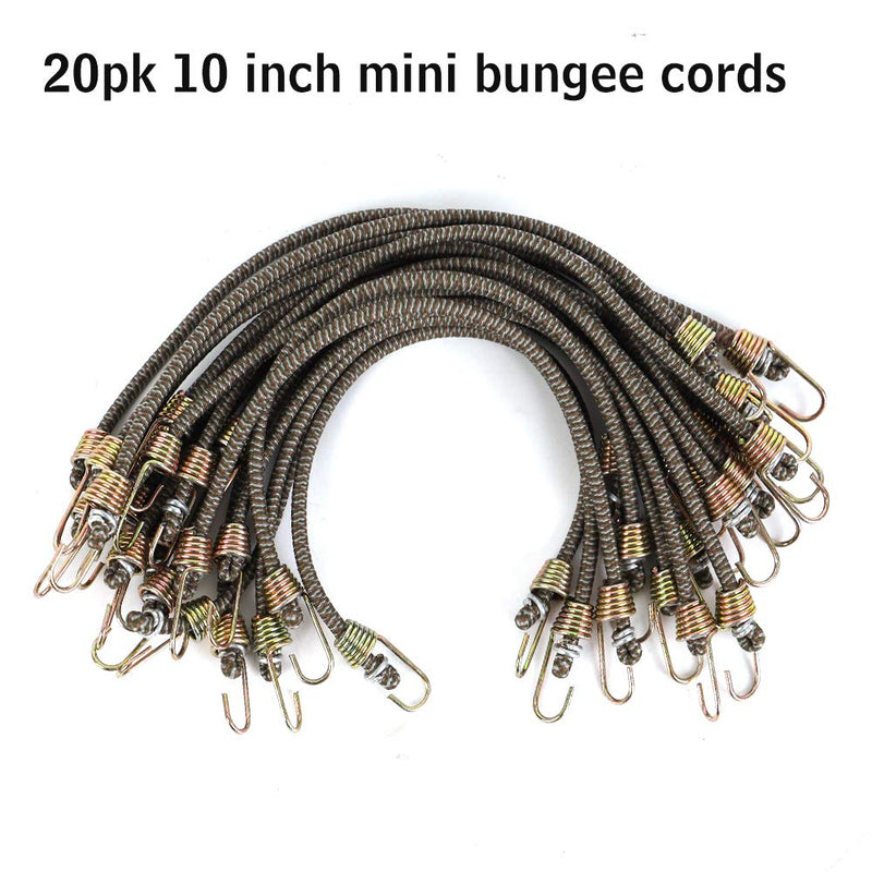 XSTRAP STANDARD 20 Pack Mini Bungee Cords with Hooks, 10 Inch Rubber Stretchy Bungee Cords for Camping, Tools, Tarp Covers, Canvas Canopies, and Cargo (Camouflage), Hang Christmas Ornaments Camouflage