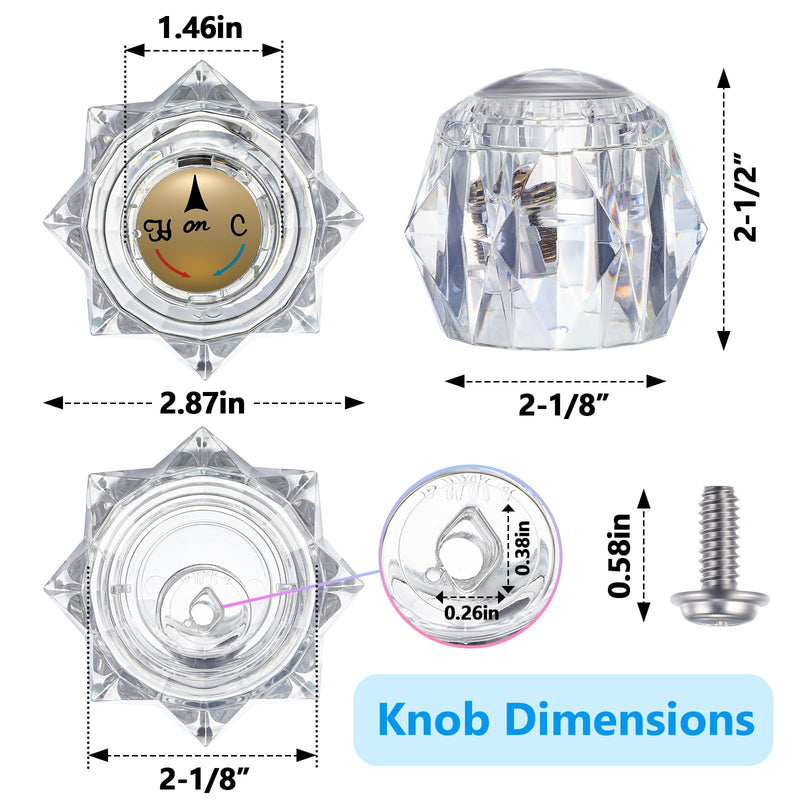 Acrylic Single Handle Trim Set, Complete Faucet Repair Kit Replacement Compatible with Delta 600 Series Shower Valve, Compatible with RP212 Stainless Steel Ball Valves and Clear Knob