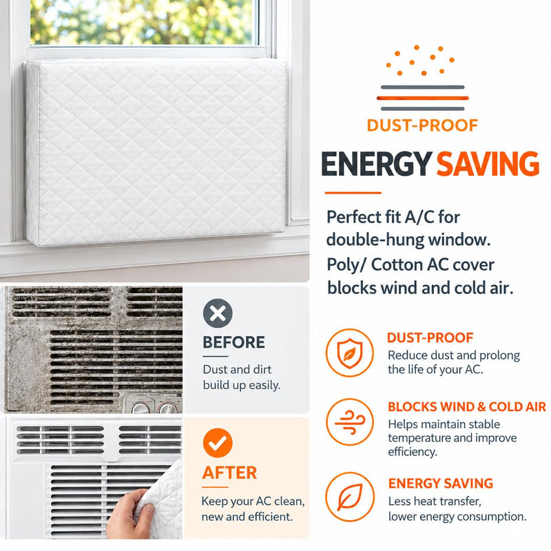 Indoor Air Conditioner Covers for Inside 25"W x 18"H x 3.5"D, Cream 25 x 18 x 3.5