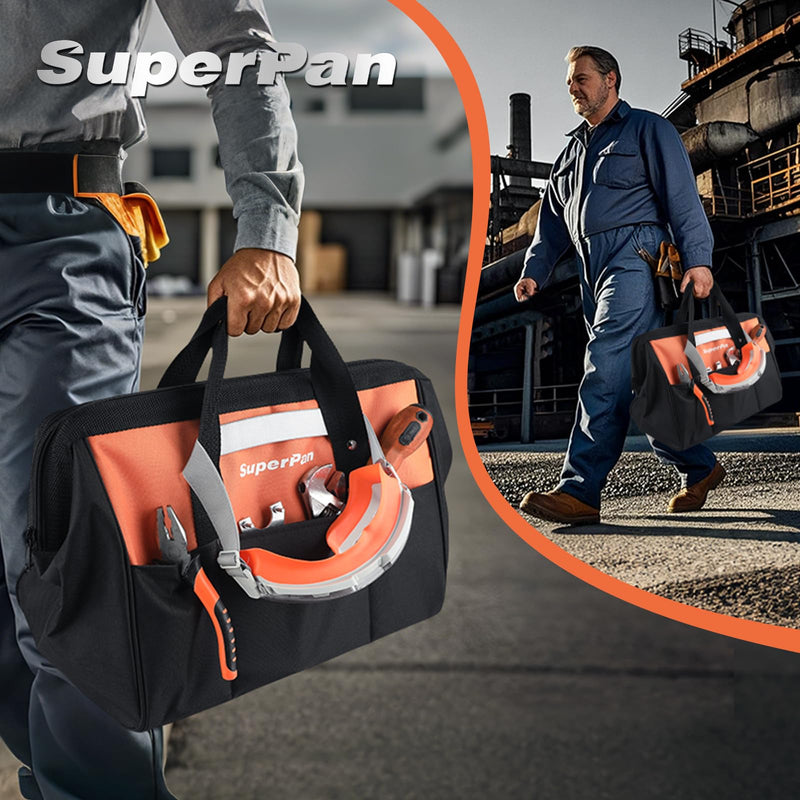 15-Inch Heavy Duty Tool Bag, Portable Empty Tool Box Organizer Storage, Toolbox Organization, Soft Handle Carrying Toolbag with Large Zipper, 40lb (Orange)