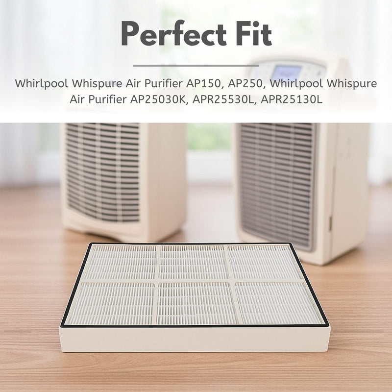 Nispira True HEPA Filter (Small) with 4 Pre-Carbon Filters Compatible with Whirlpool Whispure Air Purifier Models AP150, AP250, AP25030K, APR25530L, APR25130L; Compared to Part # 1183051 1183051K 1