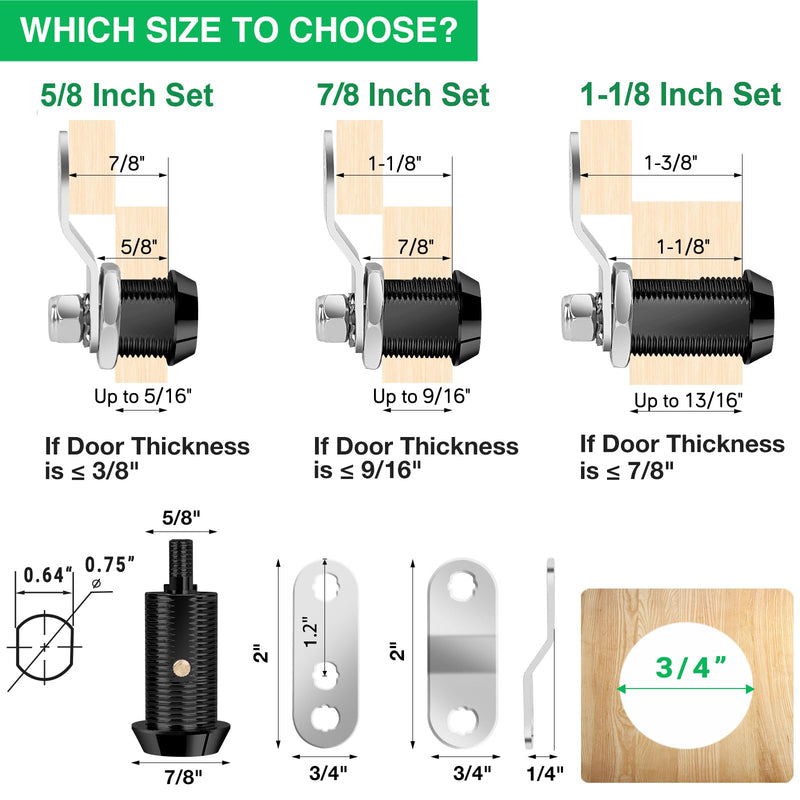 5 Pack Cabinet Lock with Keys, 7/8" RV Storage Locks Keyed Alike, RV Locks for Storage Door, Camper Cabinet Door Toolbox Lock Mailbox RV Cam Locks with Manual (Black -5 Pack, 7/8 Inch) Black - 5 Pack