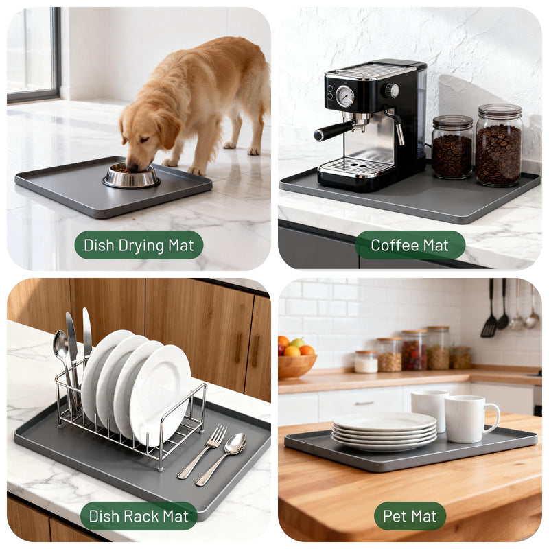 Portable Air Conditioner Silicone Drip Mat, 23.6''x19.7''x0.78'' Portable AC Drip Pan,Under Portable AC Drip Tray with Raised Edge,Spill-Proof- Ideal for Ice Makers, Humidifiers, Dehumidifier- Grey