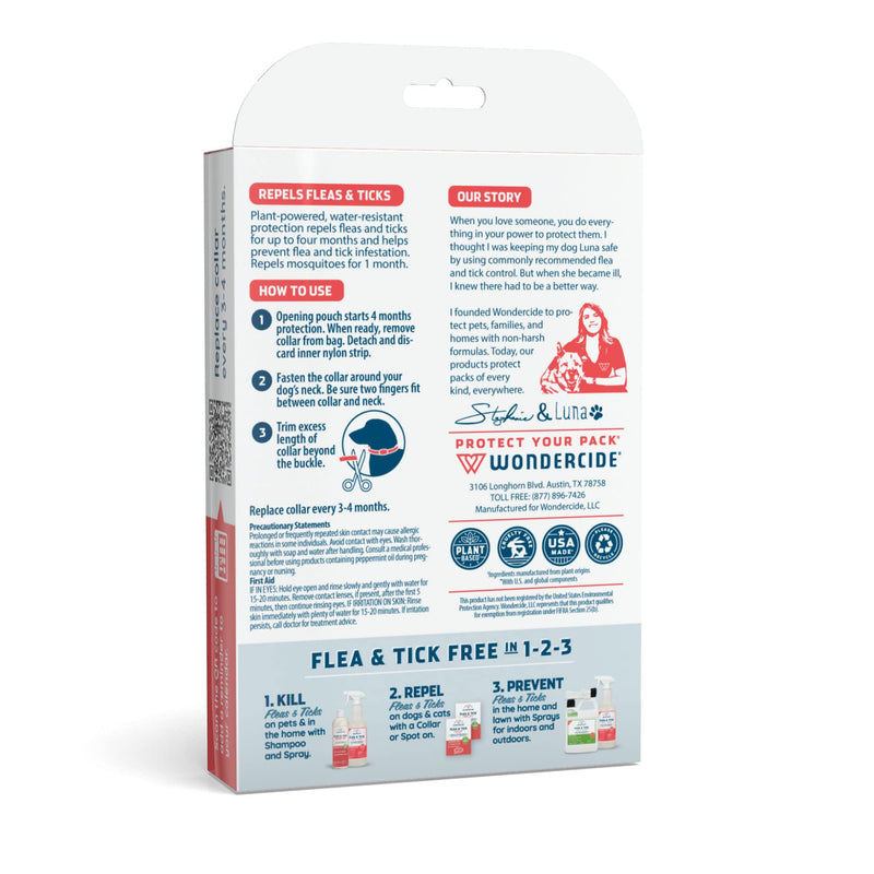 Wondercide Dog Collar - Flea, Tick, and Mosquito Repellent, Prevention for Dogs - with Natural Essential Oils - Pet and Family Safe - Up to 4 Months Protection 1 Collar - PawsPlanet Australia