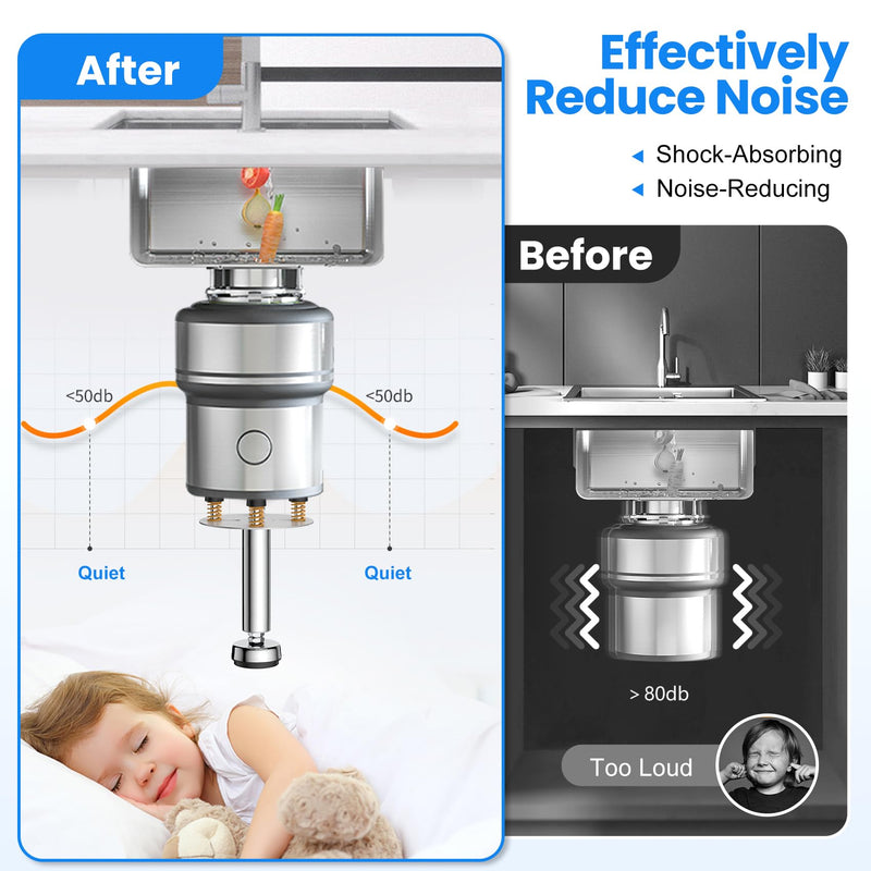 Garbage Disposal Support, Adjustable Spring Shock Absorber Bracket (7.48-10.62 inch (19-27cm)), Holds Up tp 440lbs, Stainless Steel Noise Reduction Installation Kit 7.48-10.62" (19-27cm)