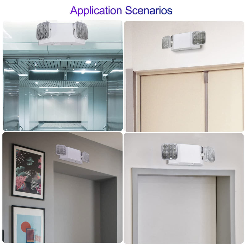 GZRUIYANG Emergency Lights with Battery Backup, LED Commercial Emergency Lighting Fixtures Two Head Adjustable, UL 924 Certified, Hardwired Emergency Exit Light for Business - 1 Pack(White) White