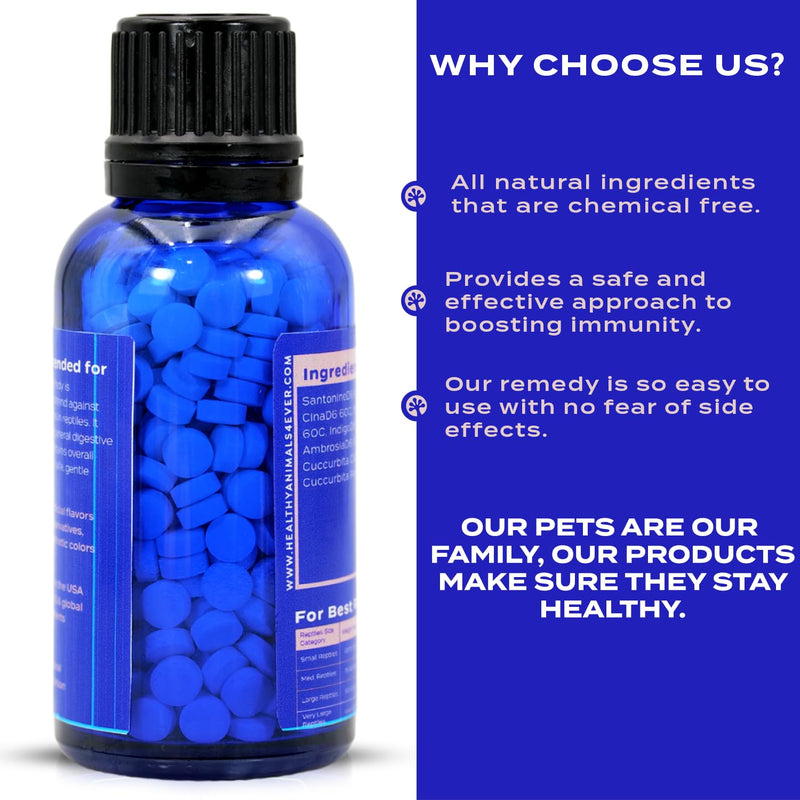 HealthyAnimals4Ever Reptile Protection Formula - Defends Against Internal & External Harmful Invaders, Supports Digestive Health & Vitality - Safe & Gentle Care - 300 Count - PawsPlanet Australia
