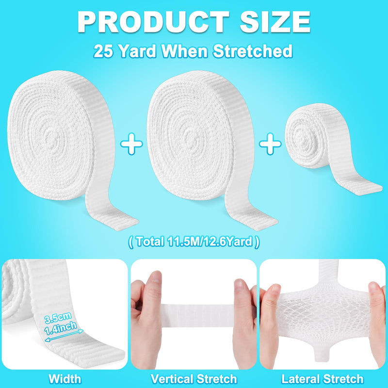 3 Roll Tubular Elastic Bandages, Tubigrip Size D for Arm Foot Knee Leg Net Wound Dressing Compression Sleeve Elastic Bandage Medical Wrap 25 Yard Stretched Stockinette Tubing