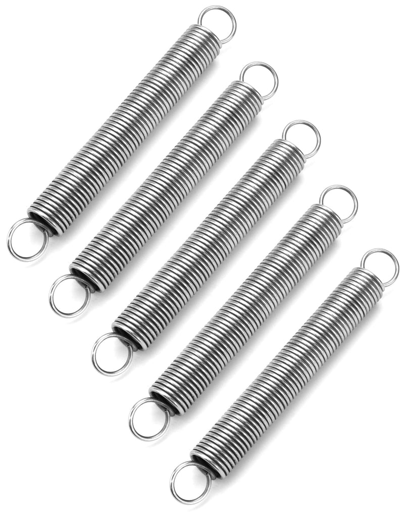 QWORK Extended Compressed Spring, 6" Free Length, 5 Pcs 304 Stainless Steel Extension Springs, Small Dual Hook Tension Spring, 1/16" Wire Diameter, 11/16" OD