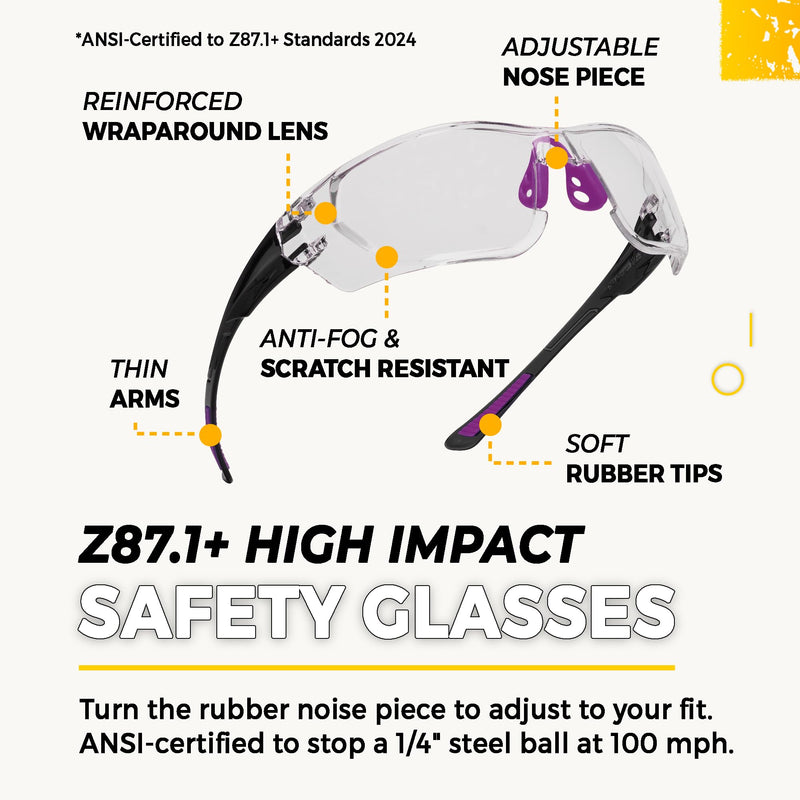 TradeSmart High-Performance Earmuffs for Shooting Range & Shooting Eye Protection Glasses + Firearm Confidence Course Clear+tint - Purple