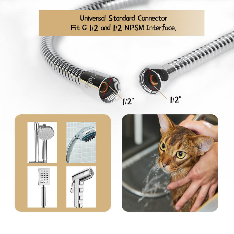 Klabb Shower Hose 96 inches Extra Long Shower Hose Extension Klabb Stainless Steel Shower Head Hose Extra Long Flexible and Durable with Brass Insert and Nut