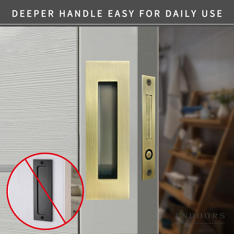 Recessed Finger Flush Pulls with Edge Pull Antique Brass - 6Inch Sliding Closet Door Handles Hardware Suitable for Pocket Door,Closet Door,Sliding Doors, Barn Door Handle