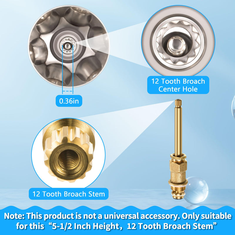 Enhon Faucet Handles, 2 Piece Hot and Cold Faucet Knobs Compatible with Price Pfister Verve Tub Shower, Include 2 Faucet Handles and 2 Screws for Remodeling Trim (Chrome) Chrome