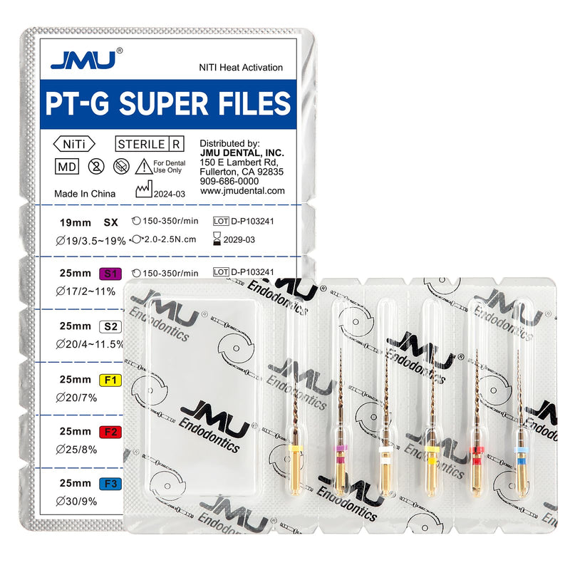 JMU PT-G Super Files,Niti Rotary Files SX(19mm), S1, S2, F1, F2, F3(25mm),Sequence File,6 Pcs/Pack SX (25mm) 1