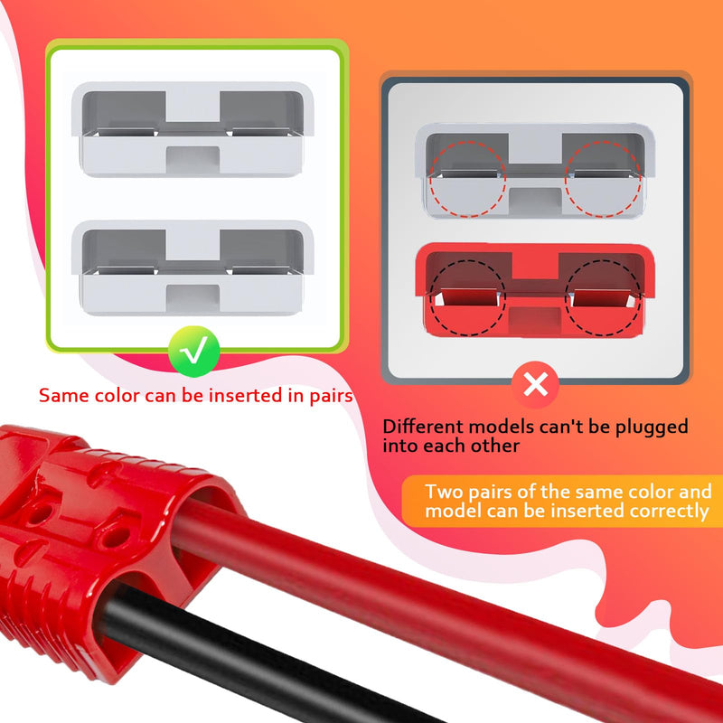 Anderson Connector 2 Pcs, 50 Amp 12-36v Batteries Quick Connect/Disconnect Plug Kit, Connectors for 6 to 12 Gauge Cables, for Car Bike ATV Winches Lifts Motors More,SB 50 Red 50A 2Pcs - NewNest Australia