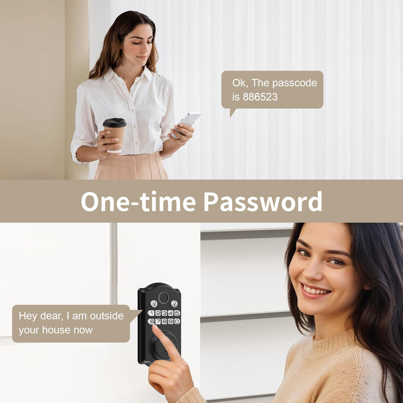 Keyless Entry Door Lock - Fingerprint Door Locks with App Control - Smart Deadbolt for Front Doors - Biometric Security, Auto-Lock&One-Touch-Lock, IP54 Waterproof, Easy Install Fingerprint Door Lock