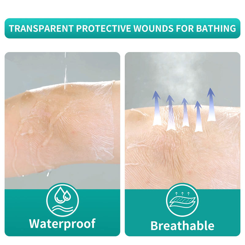 Dimora Transparent Film Dressing 50 Packs, Waterproof Adhesive Clear Bandages 4 in x 5 in, Wound Cover for IV Shield, Tattoo Aftercare Bandage(FSA/HSA Approved)) 4" x 5"