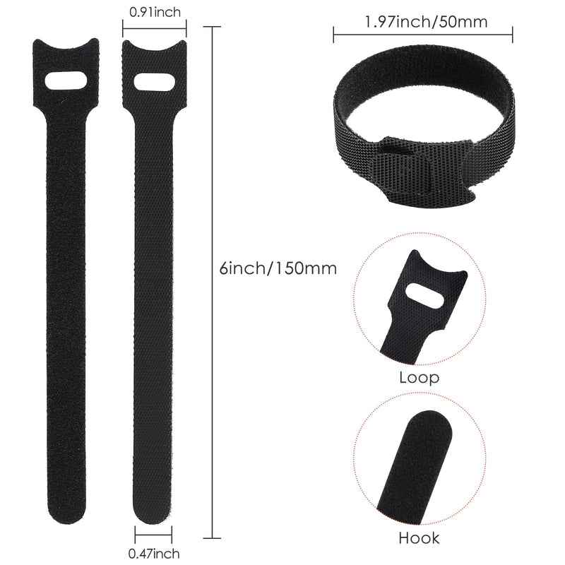120PCS 6 Inch Reusable Cable Ties Wire Ties Cord Organizer Cable Organizer Adjustable Cable Management Black 6 Inch (Black)