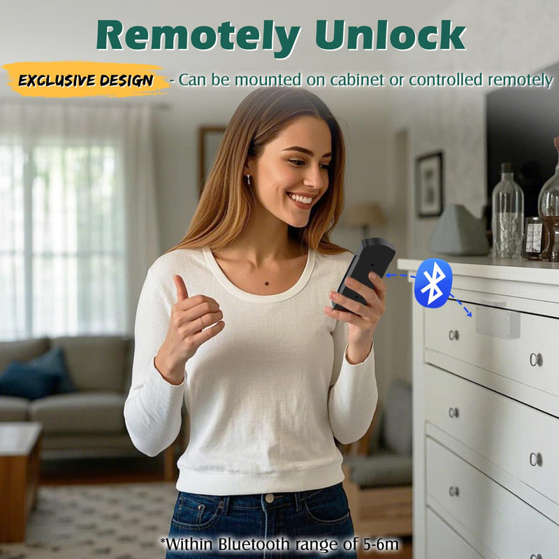 Smart Cabinet Lock, RFID Fingerprint Drawer Lock with Keypad Bluetooth APP, Biometric Electronic Digital Baby Proofing Cabinet Drawer Locks for Kitchen Cupboard Furniture Silver Horizontal
