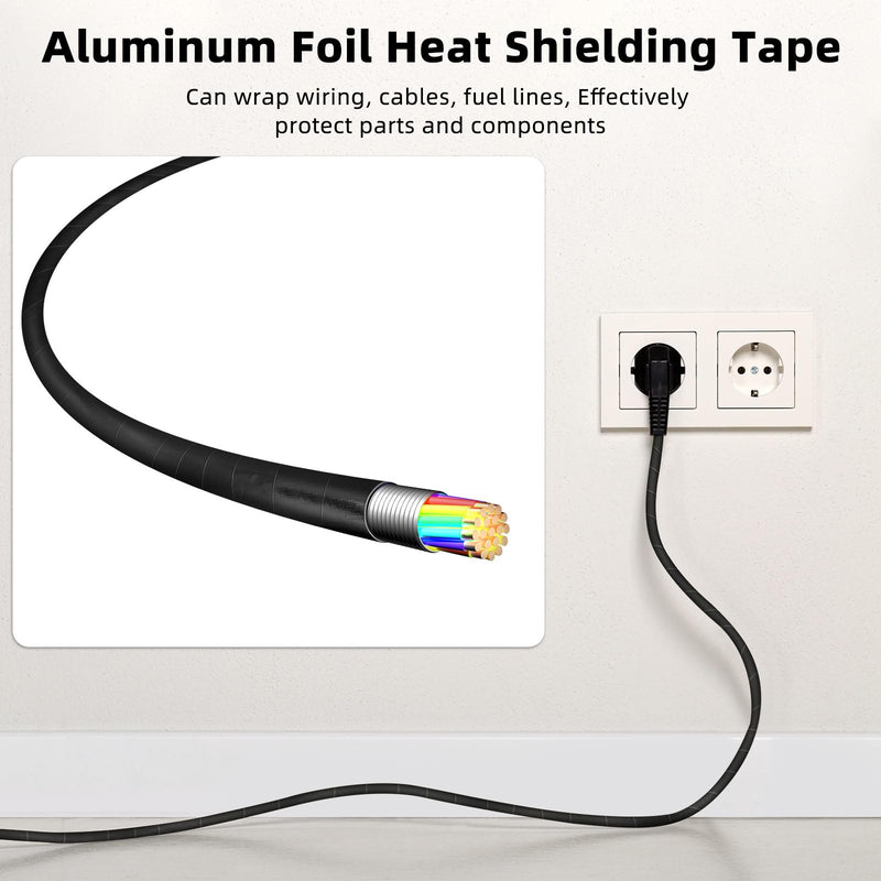 Zonon 2 Rolls Heat Shield Tape Cool Tapes Aluminum Foil Heat Reflective Adhesive Heat Shield Thermal Barrier Foil Tape Self-Adhesive Heat Resistant Tape for Hose and Auto Use (Black,2 Inch X 32.8 ft) 2 Inch x 32.8 ft Black