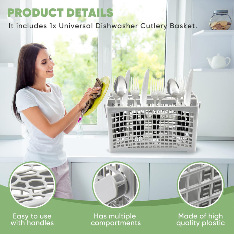 Universal Dishwasher Basket Replacement - 2 in 1 Utensil/Cutlery Basket - Compatible with Bosch, Maytag, Kenmore, Whirlpool, KitchenAid, LG, Samsung, Frigidaire, GE