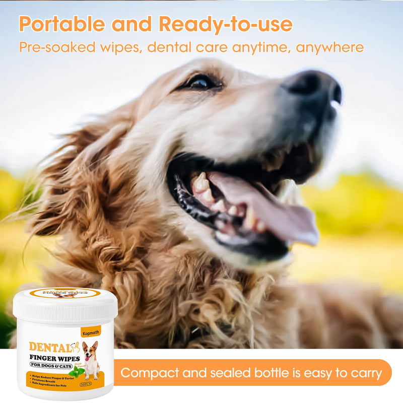 Dental Care Finger Wipes for Dogs & Cats, Reduces Plaque & Tartar, Freshens Breath, Pre-Soaked Pet Teeth Wipes, Easy to Use Disposable Oral Cleaning Pads,Mint Flavor,100pcs Mint 100 Count - PawsPlanet Australia