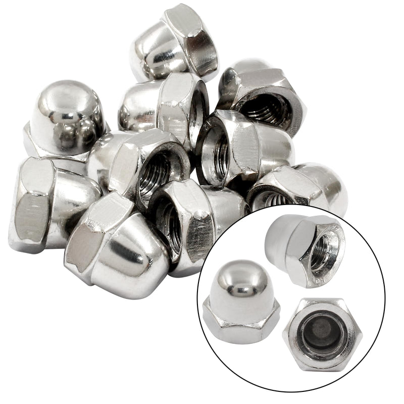 Hitefu 10PCS M10-1.5mm Acorn Cap Nuts, Stainless Steel Hex Cap Dome Head Nuts Locknuts, Bright Finish 10