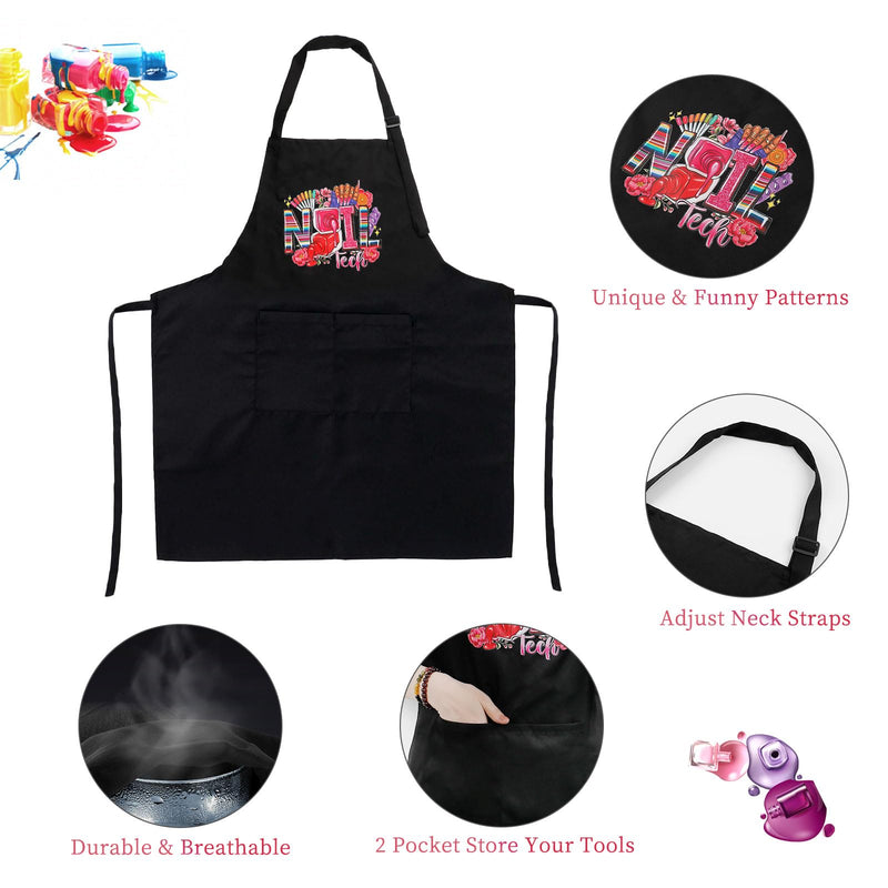Adjustable Manicurist Apron, Waterproof Nail Tech Apron with 2 Pockets, Professional Cosmetics Apron Nail Polish