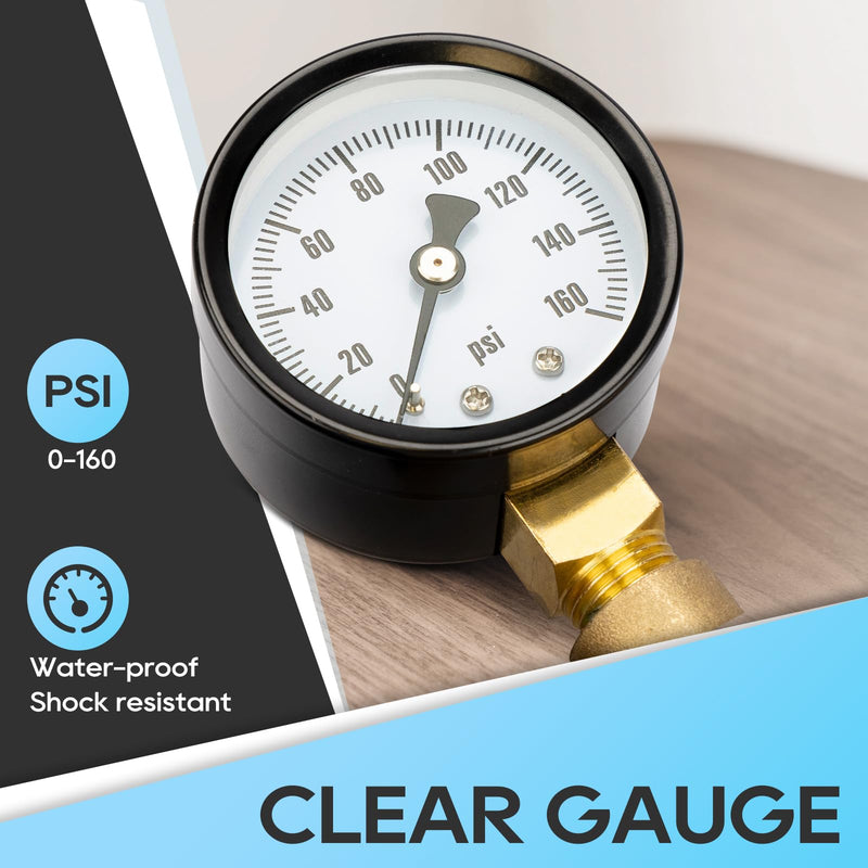 RVGUARD RV Water Pressure Regulator Valve, Lead-Free Brass Adjustable Water Pressure Reducer with Gauge and Inlet Screen Filter for RV Camper Travel Trailer