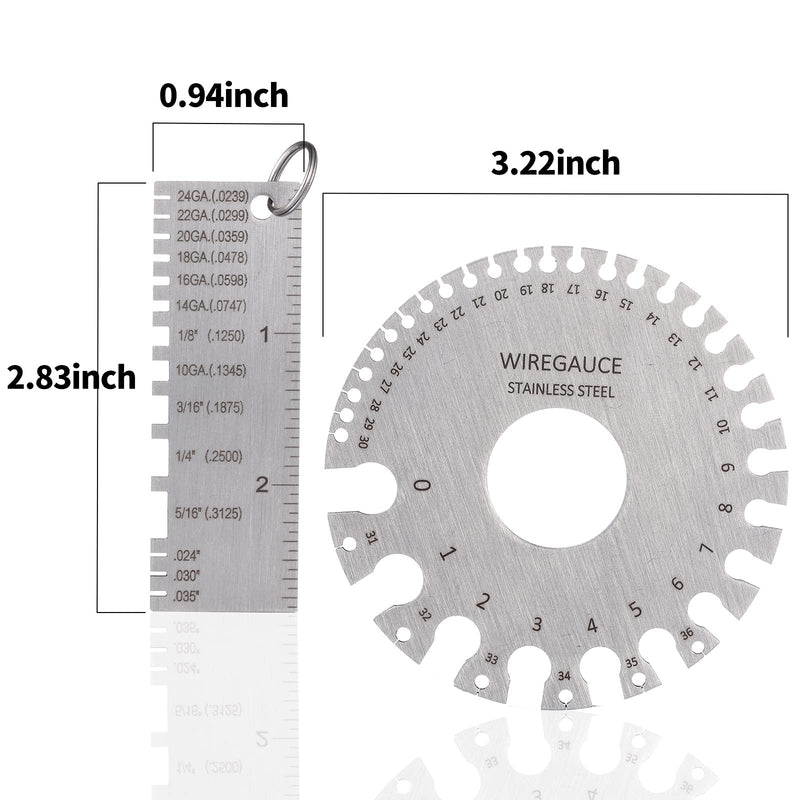 Metal Sheet Thickness Gauge & Dual-Sided Round Metal Sheet Gauge - Wire Gauge Measurement Tool Stainless Steel Welding Gage Material Wire Thickness Gage (Set of 3)