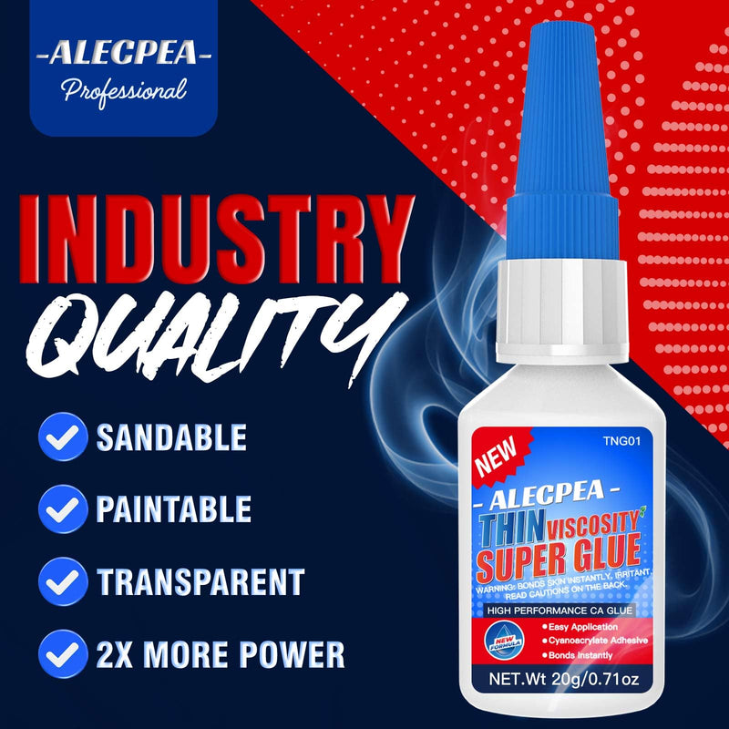 20g Thin CA Glue (2-3 CPS), 3-5 Second Cure Time - Ideal for Hobbies and Precision Work: Woodworking, Model Making (Cars, Airplanes), Pen Turning, Inlays, and Surface Stabilization 20g/1Pack